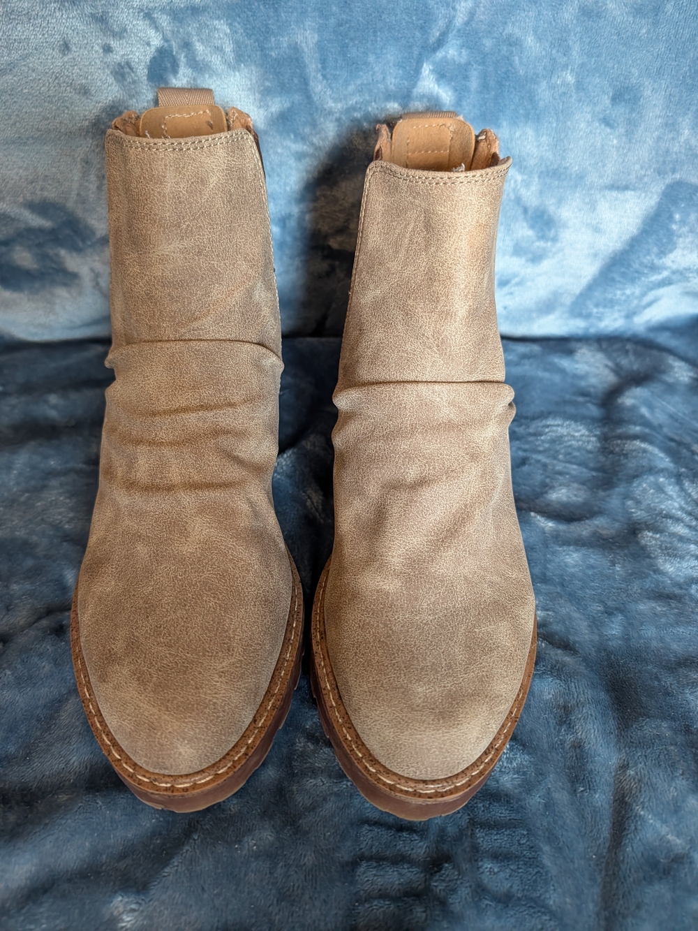 Women's Slouchy Taupe Ankle Booties - Casual Pull-On Boot